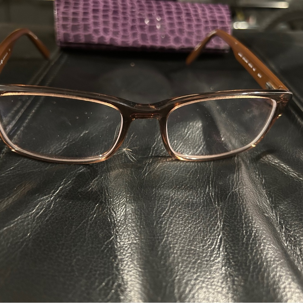 Brown Rectangular Eyeglasses Frame And Hard Case … - image 8